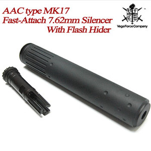 VFC. AAC type Mk17 Quick Detachable 7.62mm Silencer w/ Flash Hider (3 Prong) 14mm역나사용